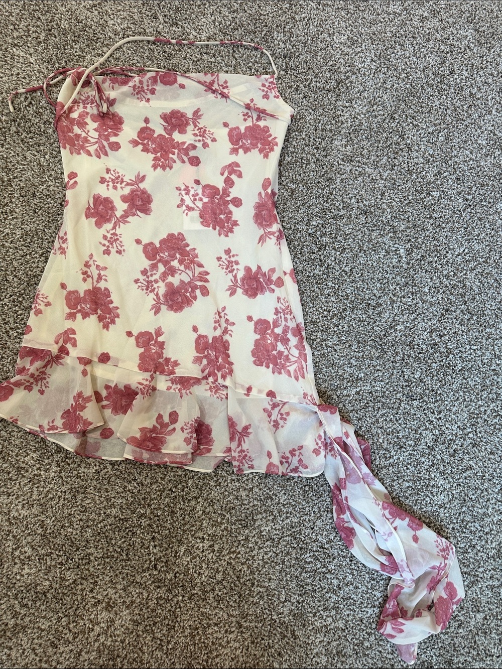 Showpo White Dress with Pink Floral Print